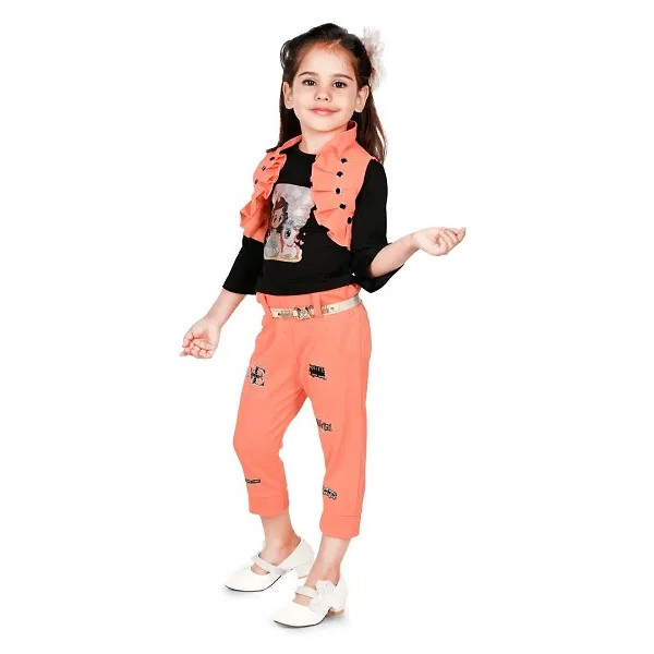 GR-New Gen Girls Full Sleeve Top, Waistcoat, and Stylish Pant Set [Low Budget Product]