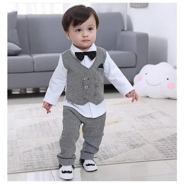 GR-Latest Jacket attached Shirt and Pant Clothing Set for Party, Wedding and Festive Season Wear for Boys [Low Budget Product]