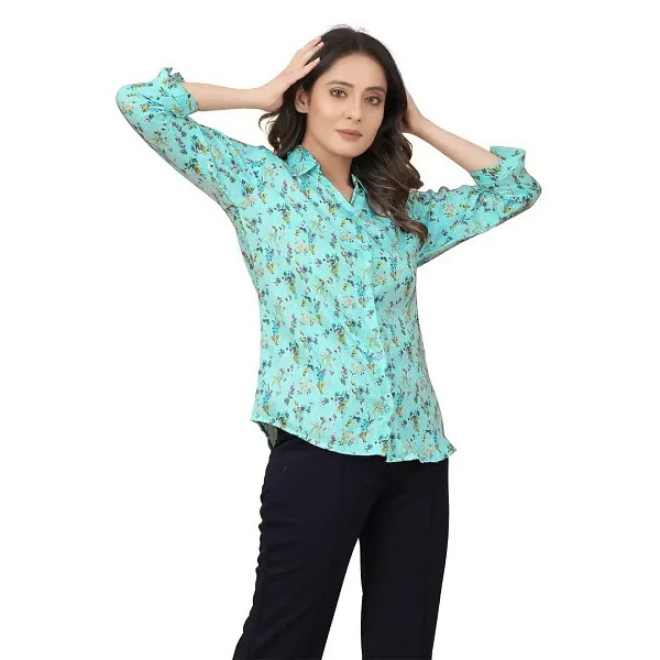 GR-Women's Shirt Printed Long Sleeve Shirt Button ...