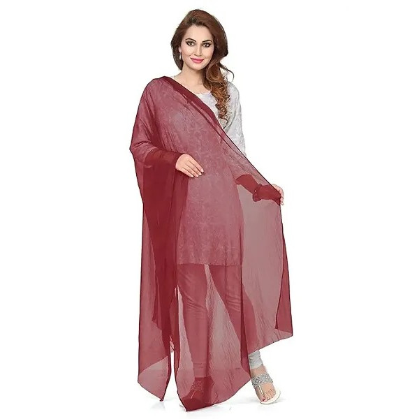 GR-Elegant Drapery: 2.25 Meters Solid Chiffon Dupa...