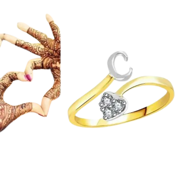 GR-Personalized Elegance: Initial 'C' Letter CZ Go...