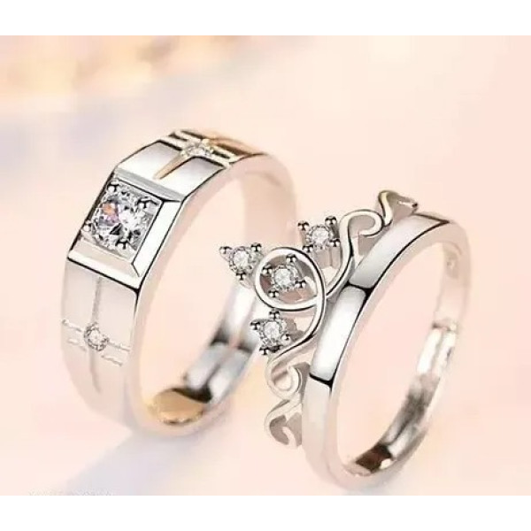 GR-Heartfelt Radiance: Delicate Crystal Silver Plated Rings for Women [Low Budget Product]