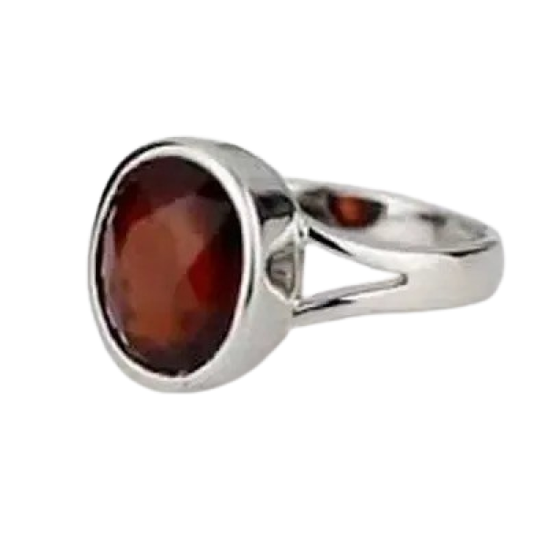 GR-Ceylonmine Gomed Ring: Authentic Garnet Panchdh...