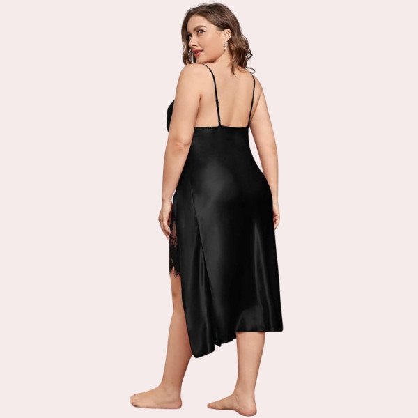 SN-Satin Nightgown with Slit for Plus Size Women [Low Budget Product]