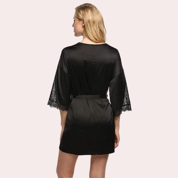 SN-Sexy Black Silk Robe for Women, Perfect for Hot Nights [Premium Product]