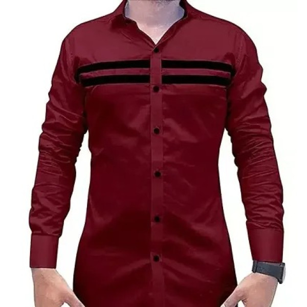 GR-Reliable Maroon Cotton Long Sleeves Casual Shir...