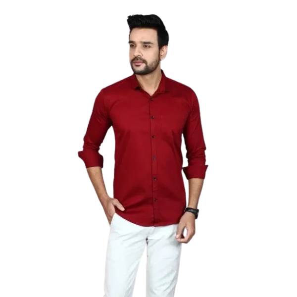 GR-Maroon Cotton Solid Casual Shirts For Men [Low ...