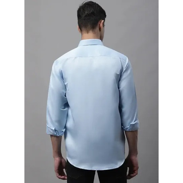 GR-Blue Cotton Solid Casual Shirts For Men [Low Budget Product]