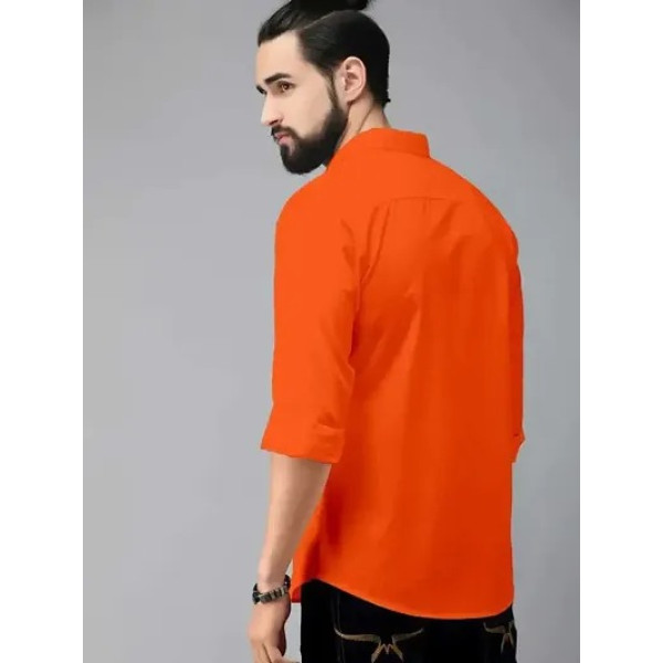 GR-Orange Cotton Solid Casual Shirts For Men [Low Budget Product]