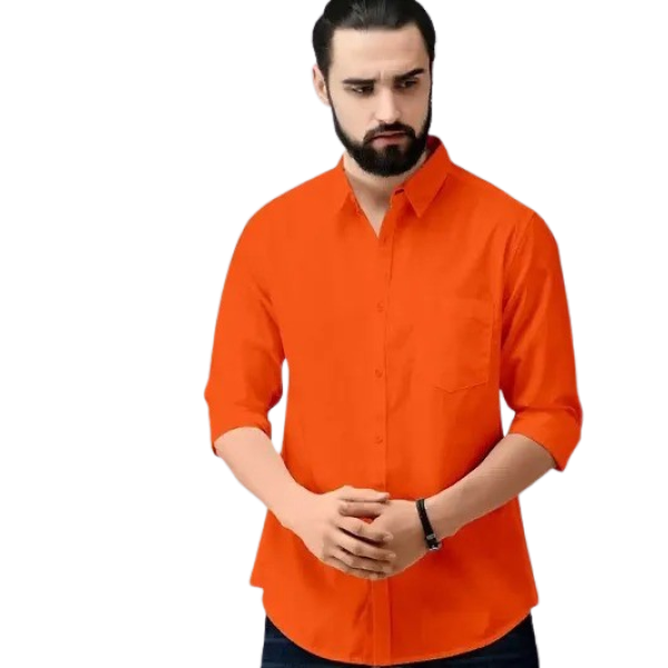 GR-Orange Cotton Solid Casual Shirts For Men [Low ...