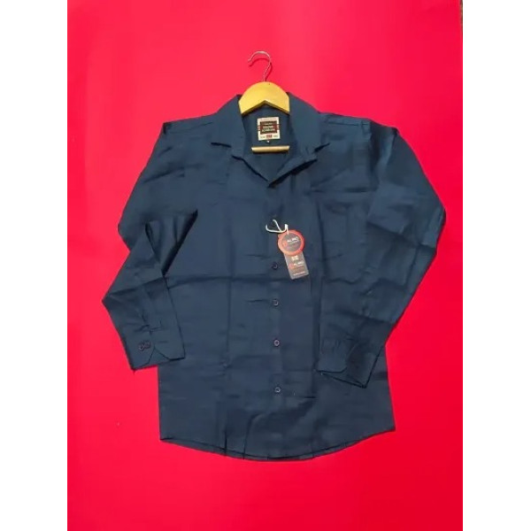 GR-Navy Blue Cotton Solid Casual Shirts For Men [Low Budget Product]