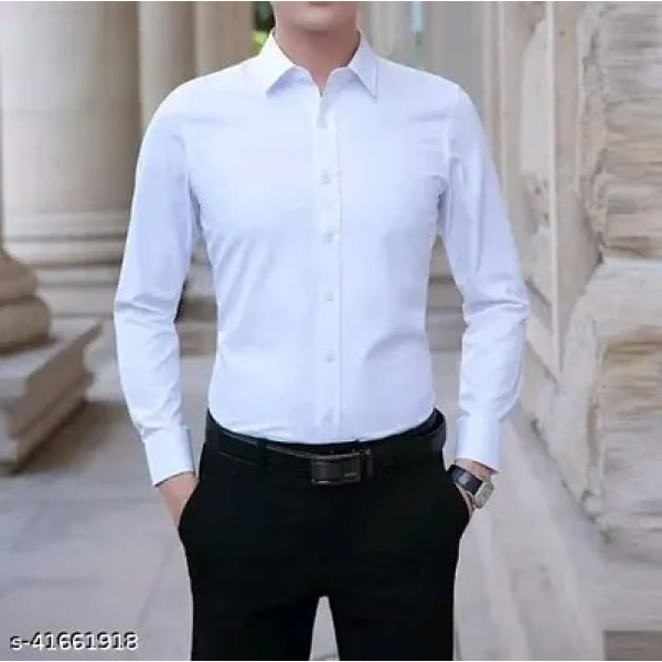GR-White Cotton Solid Casual Shirts For Men [Low Budget Product]