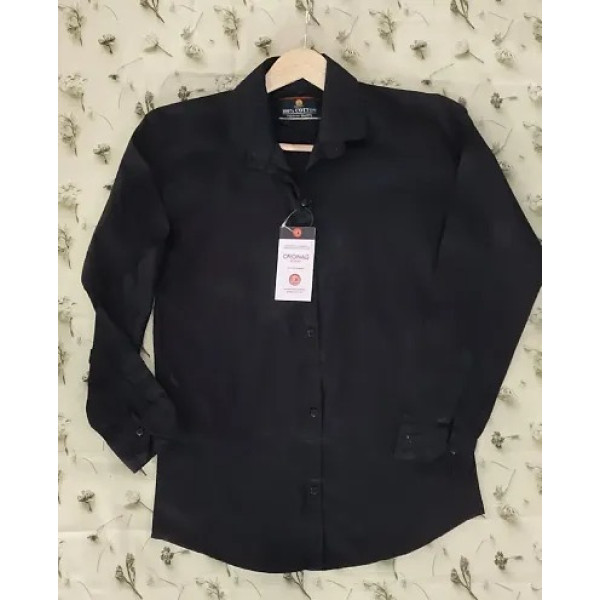 GR-Black Cotton Solid Casual Shirts For Men [Low Budget Product]