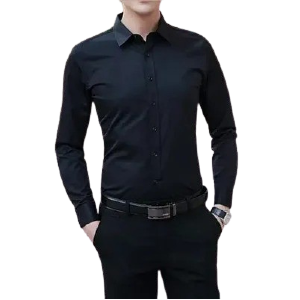 GR-Black Cotton Solid Casual Shirts For Men [Low B...
