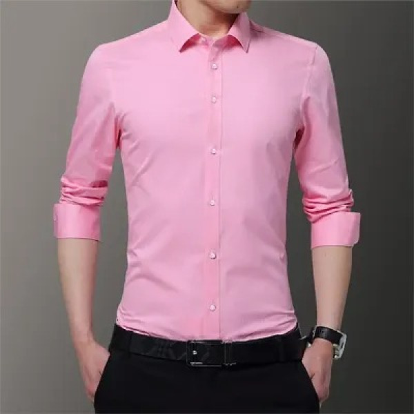 GR-Pink Cotton Solid Casual Shirts For Men [Low Budget Product]