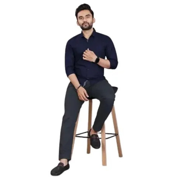 GR-Classic Cotton Blend Solid Casual Shirts for Me...