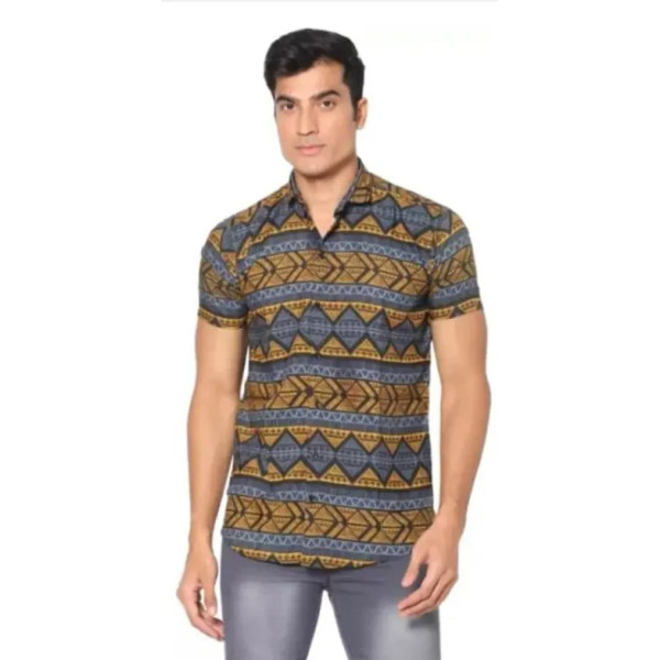 GR-Black Polycotton Printed Casual Shirts For Men ...
