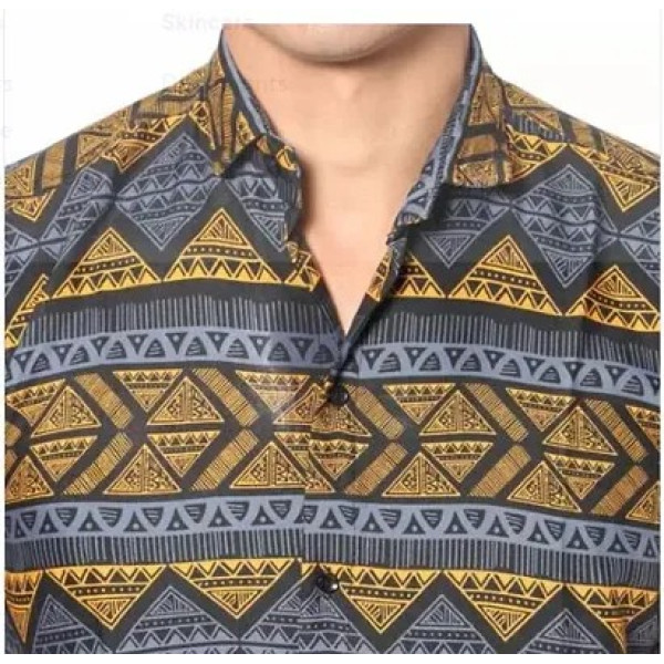 GR-Black Polycotton Printed Casual Shirts For Men [Low Budget Product]
