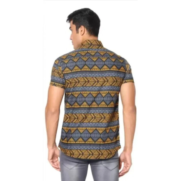 GR-Black Polycotton Printed Casual Shirts For Men [Low Budget Product]