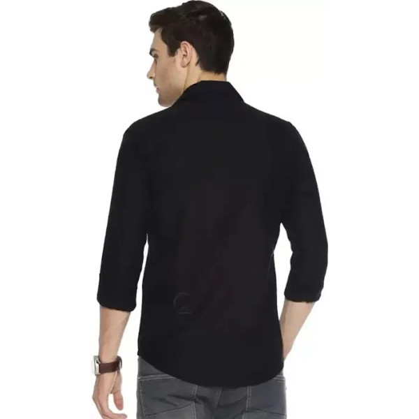 GR-Black Cotton Solid Casual Shirts For Men [Low Budget Product]