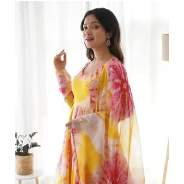 GR-Elegant Fancy Georgette Kurtas with Dupatta for Women [Premium Product]