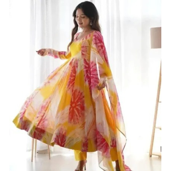 GR-Elegant Fancy Georgette Kurtas with Dupatta for Women [Premium Product]