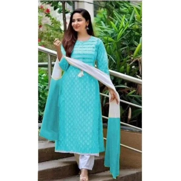 GR-Trendy Women Rayon Kurta, Bottom and Dupatta Se...