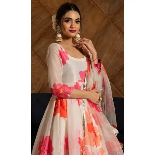 GR-Timeless Elegance: Classic Georgette Stitched Printed Kurtas for Women [Low Budget Product]