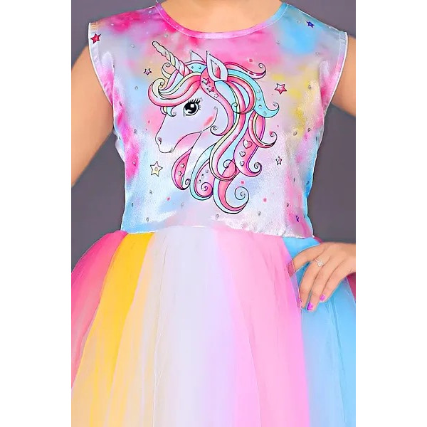 GR-Magical Unicorn Net Dress for Girls [Low Budget Product]