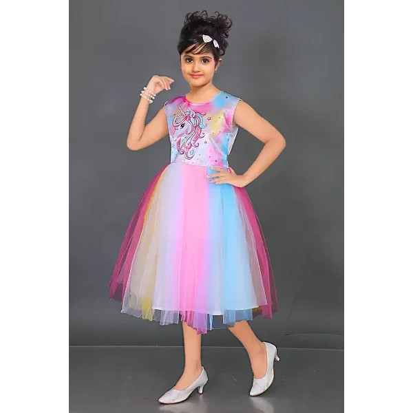 GR-Magical Unicorn Net Dress for Girls [Low Budget Product]