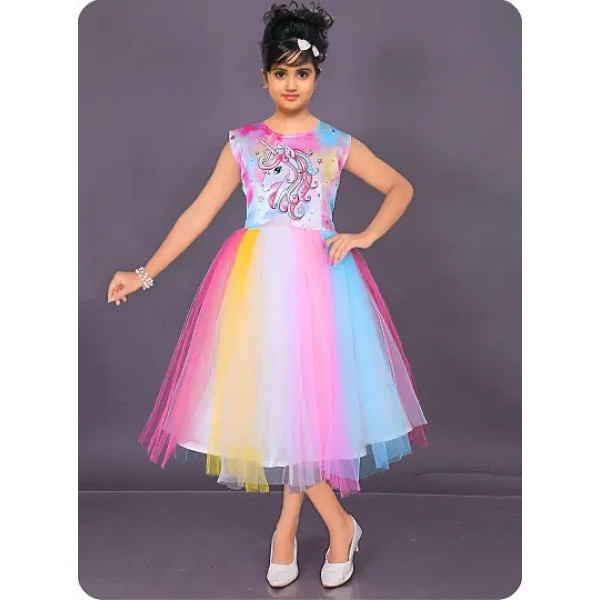 GR-Magical Unicorn Net Dress for Girls [Low Budget Product]