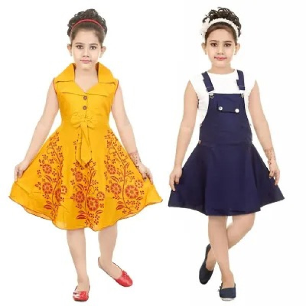 GR-Colorful Cotton Blend Dress Combo Pack of 2 [Lo...