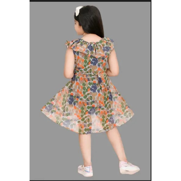 GR-Vibrant Multicolored Georgette A-Line Dress for Girls [Low Budget Product]
