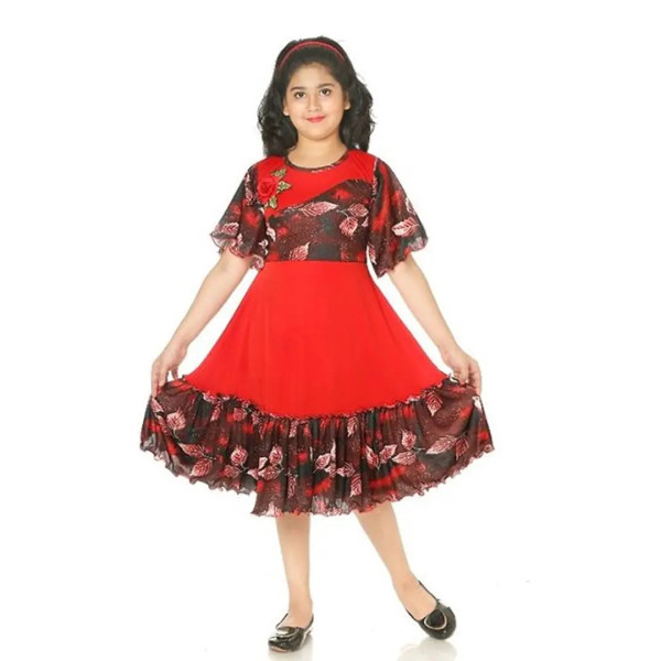 GR-Charming Red Floral Frock for Girls [Low Budget...