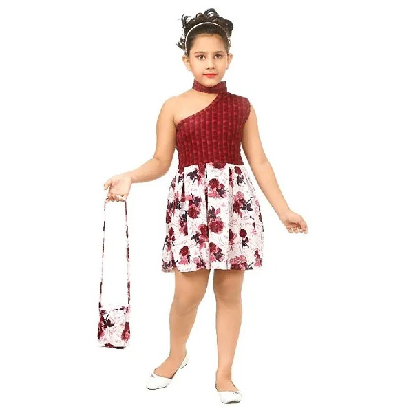 GR-Trendy Multicolor Cotton Spandex Frock for Girl...