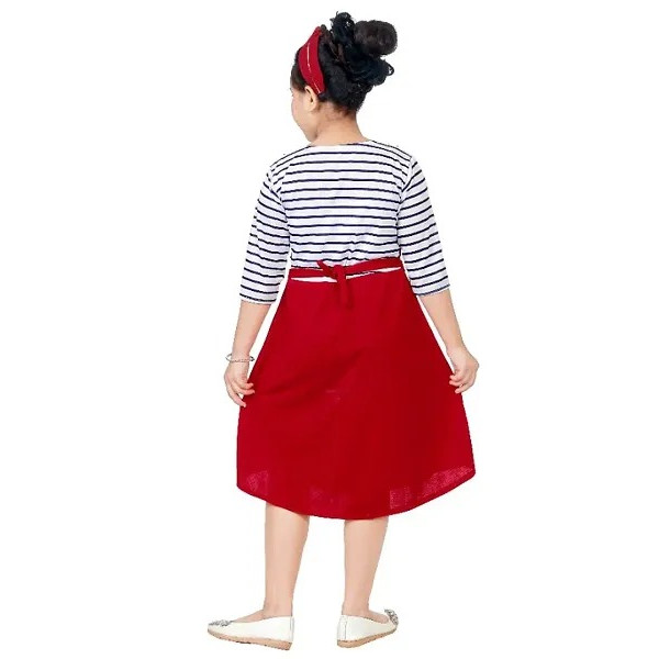 GR-Elegant Maroon Cotton Blend Frock for Girls [Low Budget Product]