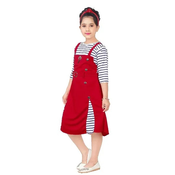 GR-Elegant Maroon Cotton Blend Frock for Girls [Low Budget Product]