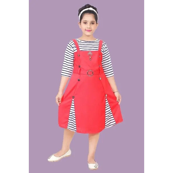 GR-Adorable Pink Cotton Blend Frock for Girls [Low...