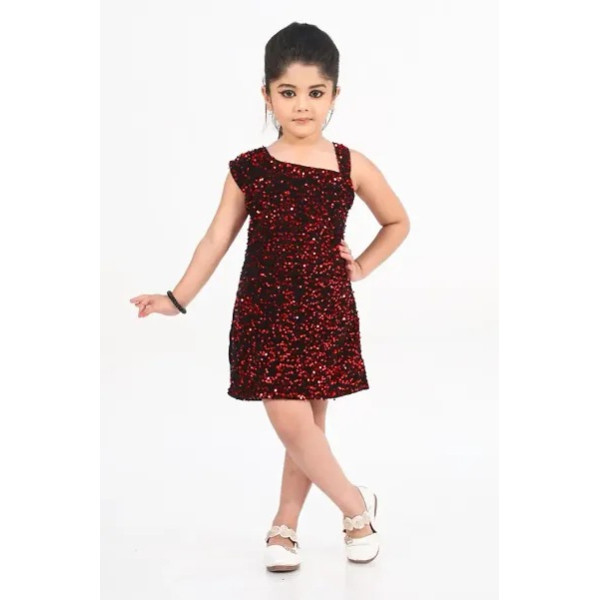 GR-Elegant Maroon Velvet Dress for Girls [Low Budg...