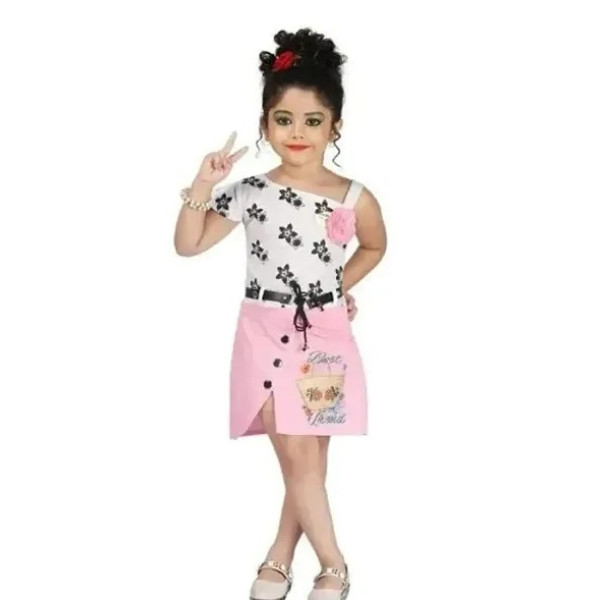 GR-Adorable Pink Cotton Blend Frock for Girls [Low...