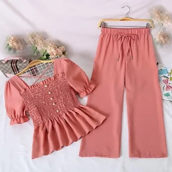 GR-Elegant Women's Crop Top and Bottom Set [Low Bu...