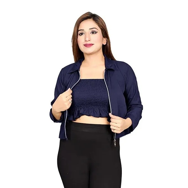 GR-Fashion Forward Combo: Versatile Jacket Paired with Trendy Crop Top Ensemble [Low Budget Product]