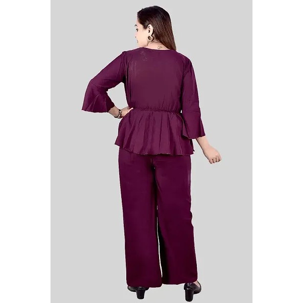 GR-Fancy Crepe Solid Co-Ord Set for Women [Low Budget Product]