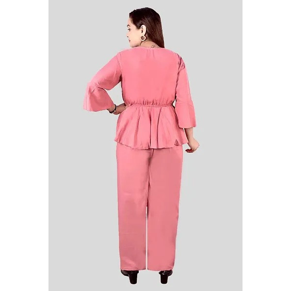 GR-Fancy Crepe Solid Co-Ord Set for Women [Low Budget Product]