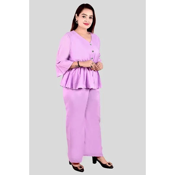 GR-Fancy Crepe Solid Co-Ord Set for Women [Low Budget Product]
