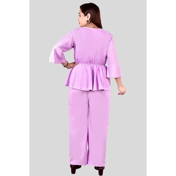 GR-Fancy Crepe Solid Co-Ord Set for Women [Low Budget Product]