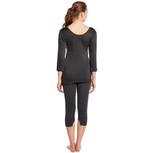 GR-Stylish Grey Cotton Solid Thermal Set for Women [Low Budget Product]