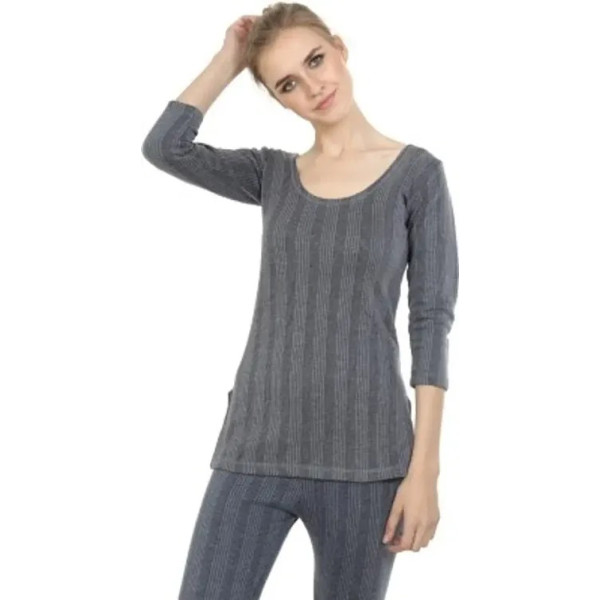 GR-Stylish Grey Cotton Solid Thermal Set for Women [Low Budget Product]