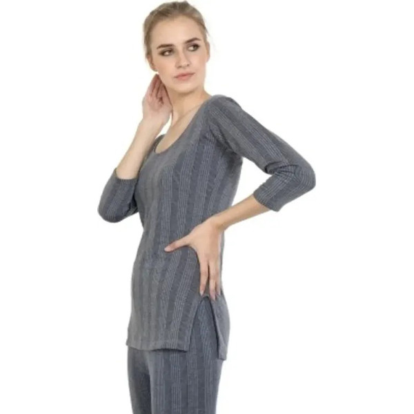 GR-Stylish Grey Cotton Solid Thermal Set for Women [Low Budget Product]