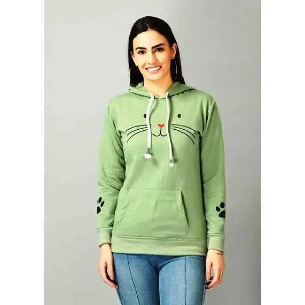 GR-Green Polyester Printed Sweaters for Women [Low...